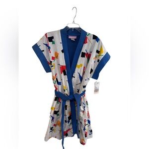 Rare Vintage 80s Beth Michaels Terry Lined Abstract Pattern Robe NWT Sz S